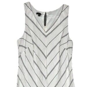 Talbots Sleeveless Chevron Linen Maxi Dress White Womens Sz 8 NEW